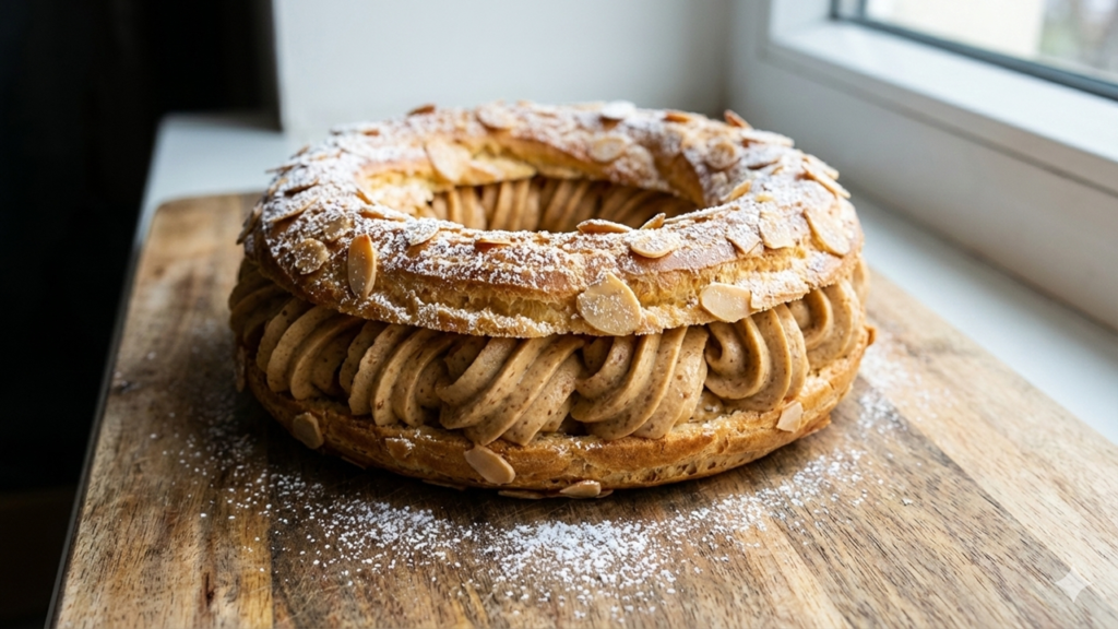 Image d'un Paris Brest à réaliser lors d'un atelier pâtisserie pour adulte chez Le Fouet Enchanté.